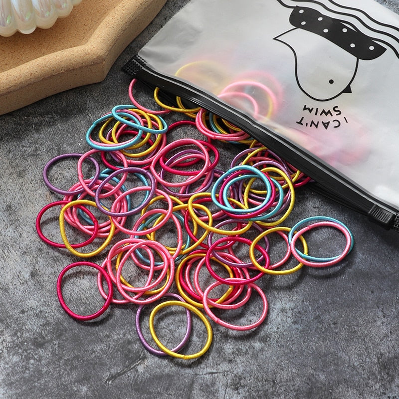 60/100pcs/Set Elastic Hair Bands Girls Hair Accessories Colorful Nylon Headband Kids Ponytail Holder Scrunchie Ornaments Gift