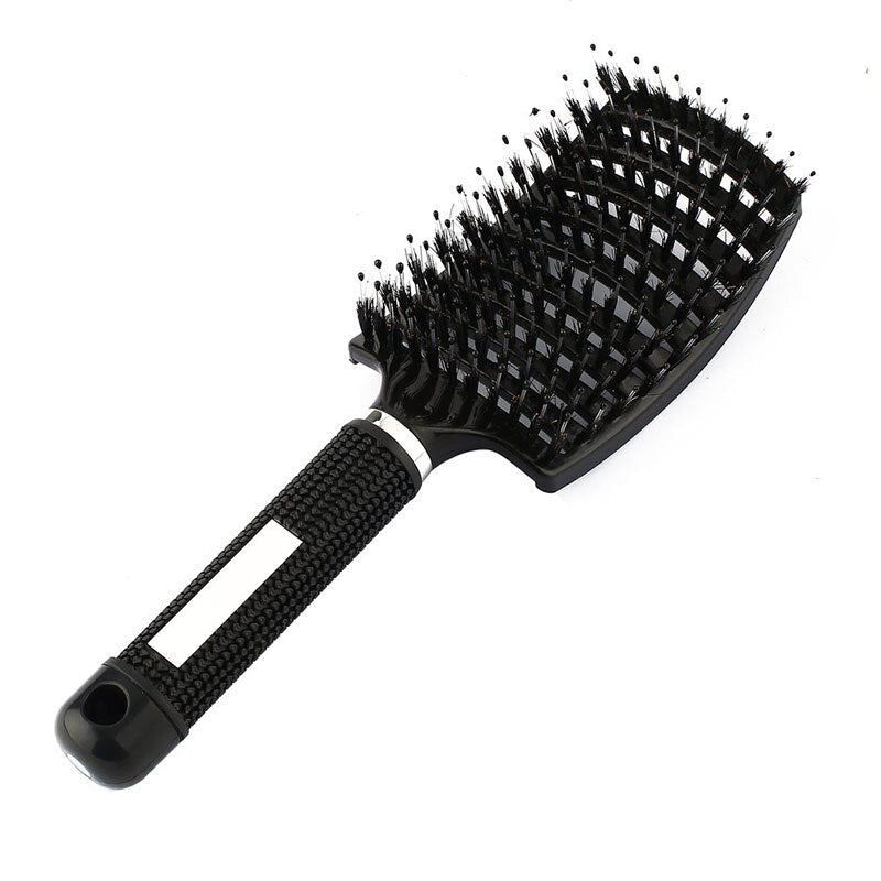 Curved Boar Bristle Hair Brush Professional Tool for Hair Styling Drying Use On Long Short Wet or Dry Hair for Women Men