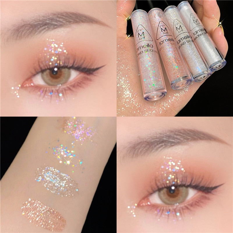 Diamond Glitter Eyeshadow Pallete Makeup Nude Shimmer Liquid Eyeshadow Glitter Mineral Pigment Long Lasting Cosmetics