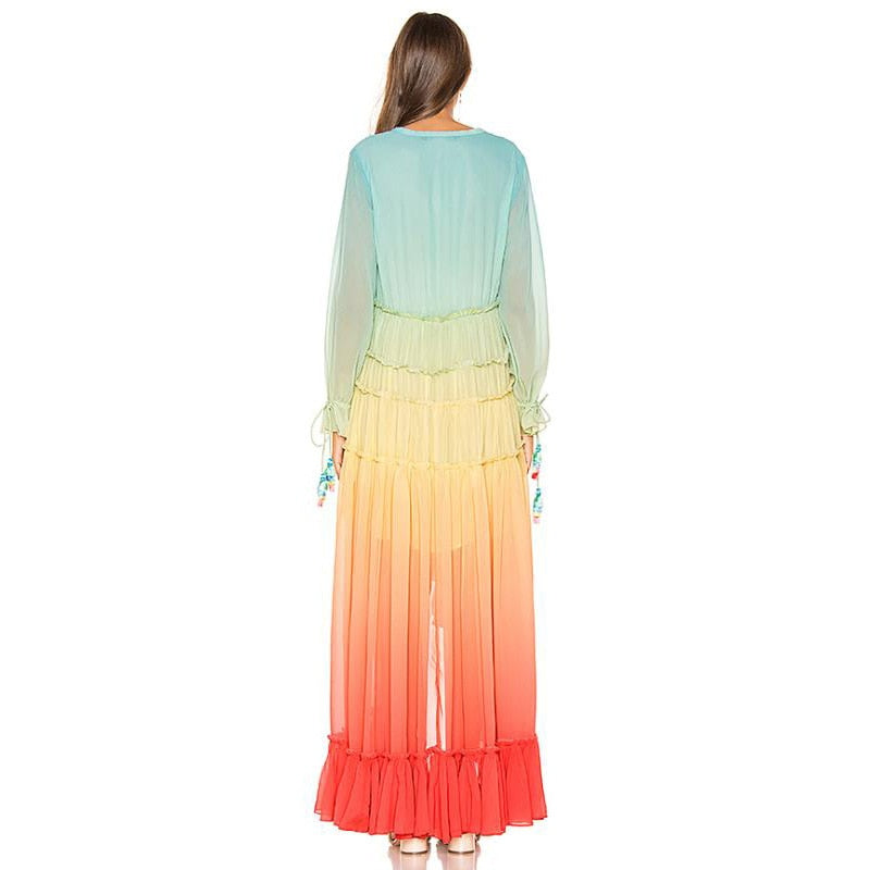 Rainbow high low dress