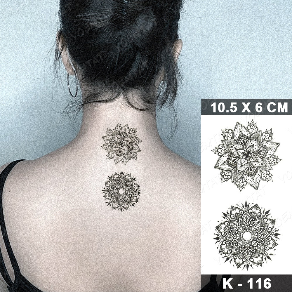 Waterproof Temporary Tattoo Stickers Butterfly Snake Rose Flower Gun Dark Flash Tatto Women Body Art Wrist Neck Fake Tattoos Men