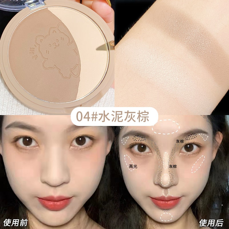 Natural Brighten Facial Contour Palette 3D Face Bronzer Shading Powder Matte Highlighter Long Lasting Smooth Makeup Cosmetics