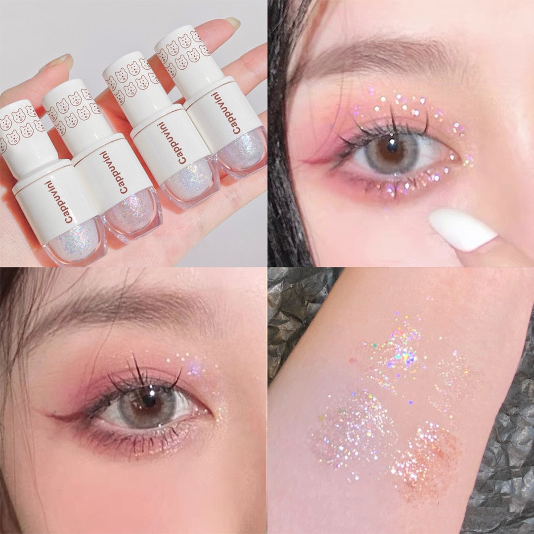 6 Colors Glitter Liquid Eyeshadow Highlighter Waterproof Pearlescent Shiny Eye Shadow Sequins Lying Silkworm Makeup Cosmetic