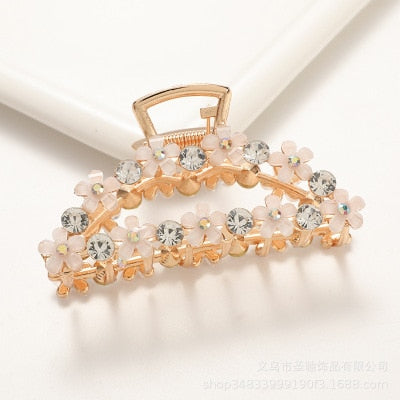 Hair Claw Clip Clamp For Women Girl Flower Floral Rhinestone Pearl Korean Handmade Fashion Head Accessories Mujer Wholesale