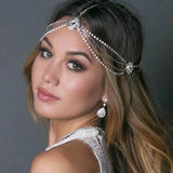 Bohemian retro women's Crystal Bridal Headband chain Bridal Wedding Crystal forehead Indian headband hair accessories