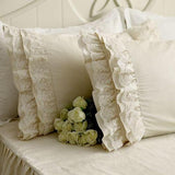 Oklulu  2PCS European luxury big ruffle pillow cover handmade lace pillow cases  ruffle  bedding pillowcase rectangle