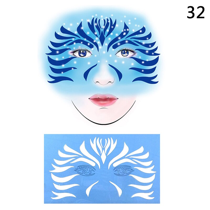 Oklulu   New Eye Body Paint DIY Design Halloween Christmas Party Soft Face Paint Stencil Reusable Template Tattoo Painting Makeup Tool