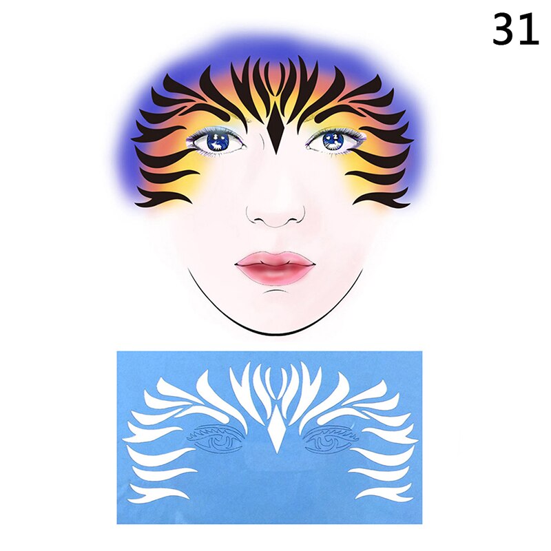 Oklulu   New Eye Body Paint DIY Design Halloween Christmas Party Soft Face Paint Stencil Reusable Template Tattoo Painting Makeup Tool