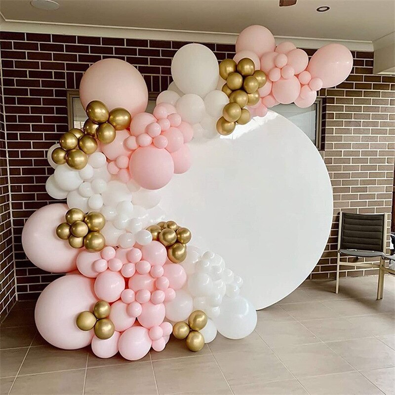135pcs Macaron Pink Balloon Garland Arch Kit Baby Shower White Gold Balloons for Birthday Valentine's Day Wedding Party Decor