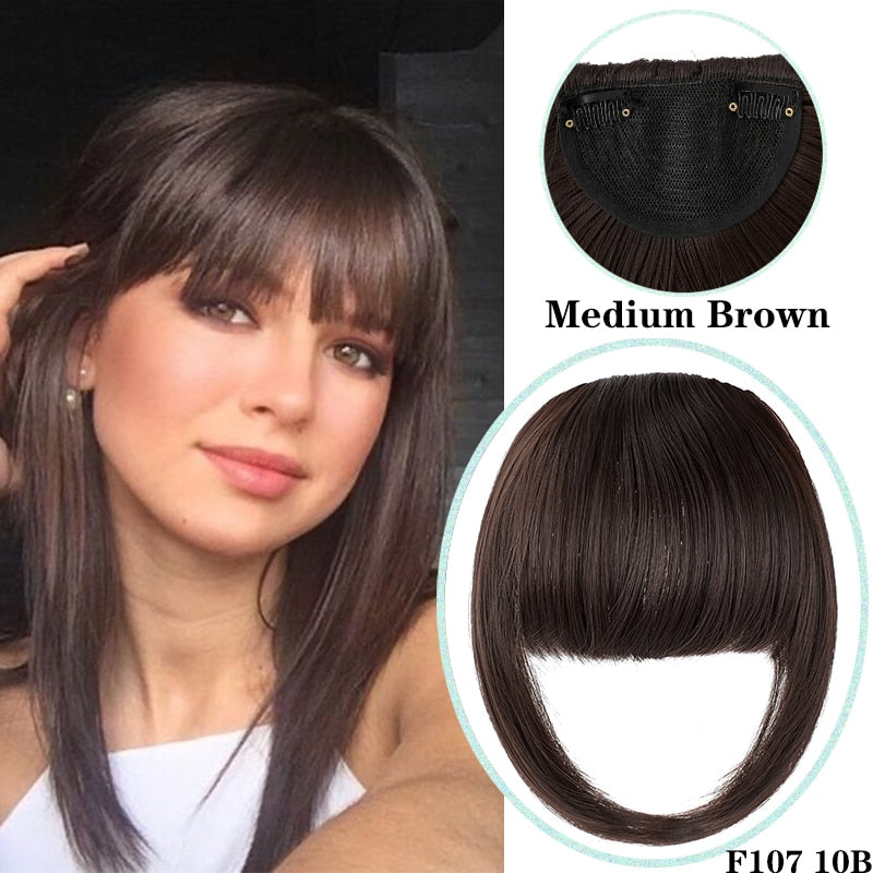 Shangzi Clip In Blunt Bangs Bang Hair Extension Synthetic Wig Fake Fringe Natural Hair Bangs Black L Brown Accessories Fake Hair