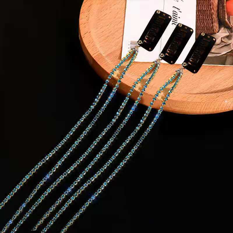 2021 New Flashing Diamond Chain Hairpin Braided Hair Headdress Tassel Hairpin High Sense Temperament Dirty Braided Hairband