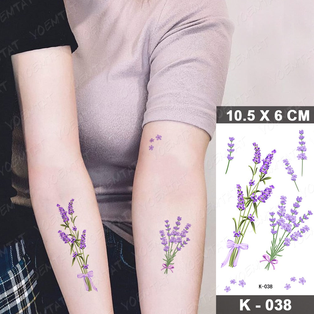 Waterproof Temporary Tattoo Stickers Butterfly Snake Rose Flower Gun Dark Flash Tatto Women Body Art Wrist Neck Fake Tattoos Men