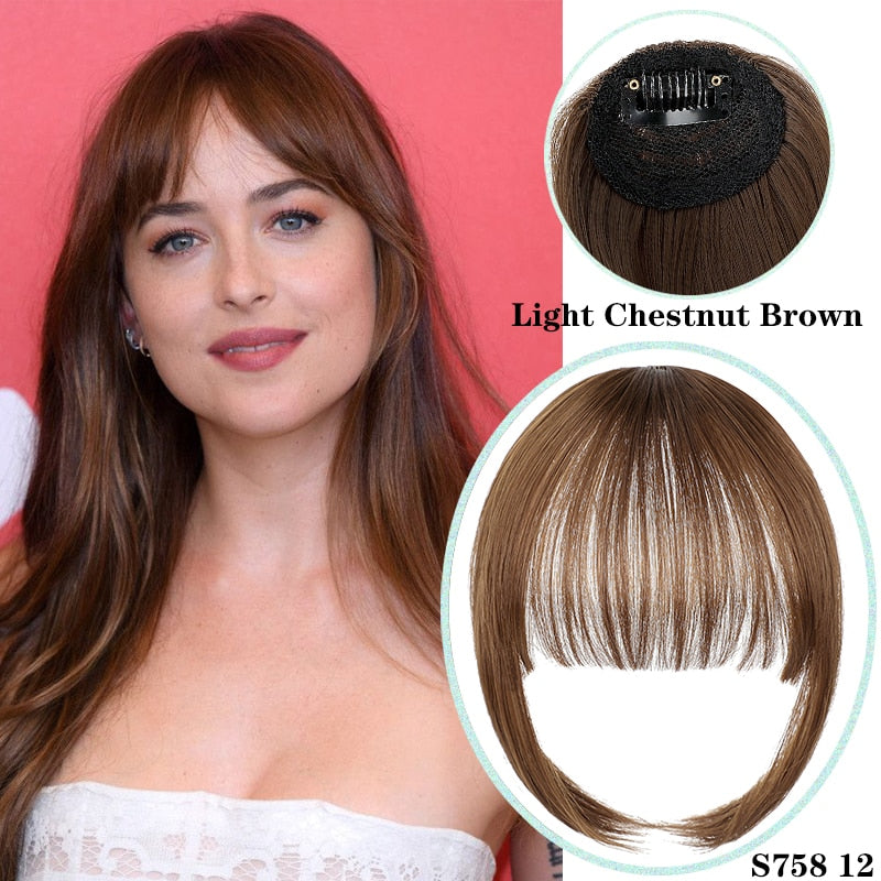 Shangzi Clip In Blunt Bangs Bang Hair Extension Synthetic Wig Fake Fringe Natural Hair Bangs Black L Brown Accessories Fake Hair