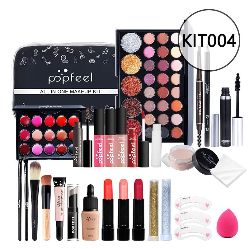 Oklulu ALL IN ONE Full Professional Cosmetics Makeup kit(eyeshadow, lip gloss,lipstick,makeup brushes,eyebrow,concealer)withbag