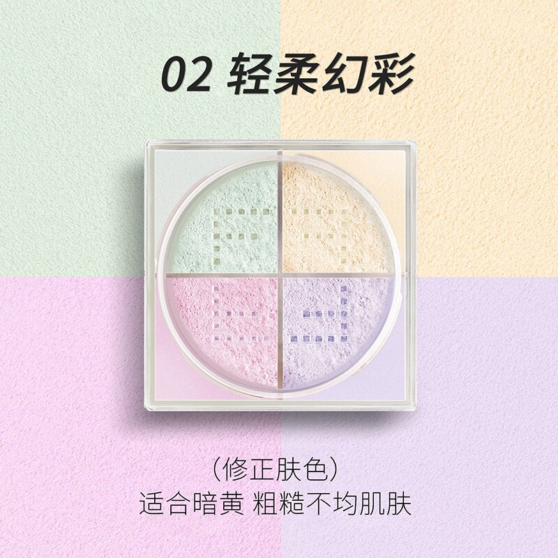 Crystal Clear Four-color Blend Whitening Loose Powder Oil-control Makeup Powder Waterproof Moisturizing Matte Finish Face Powder