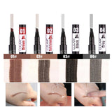 LULAA Four Heads Microblading Tattoo Eyebrow Pen Liquid Lasting Waterproof Non-fading Black Fork Tip Brown Liquid Eyebrow Pencil