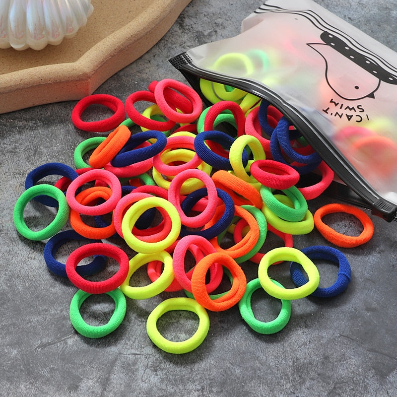 60/100pcs/Set Elastic Hair Bands Girls Hair Accessories Colorful Nylon Headband Kids Ponytail Holder Scrunchie Ornaments Gift