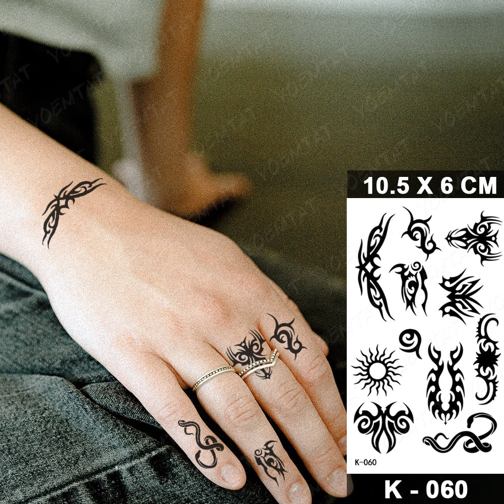 Waterproof Temporary Tattoo Stickers Butterfly Snake Rose Flower Gun Dark Flash Tatto Women Body Art Wrist Neck Fake Tattoos Men