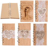 Wedding Guestbook Hollow-out Heart LOVE Mr & Mrs Wooden Carving Cover Guest Sign-in Book Wood Craft Notebook Wedding Supplies
