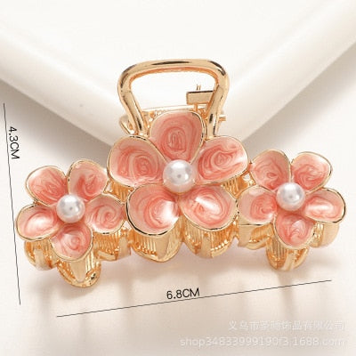 Hair Claw Clip Clamp For Women Girl Flower Floral Rhinestone Pearl Korean Handmade Fashion Head Accessories Mujer Wholesale