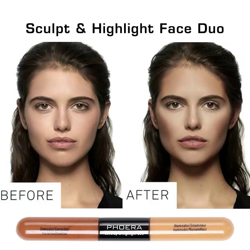 Oklulu  New Double Headed Make Up Concealer Foundation Face Smooth Concealer Cream Brighten Full Coverage Concealer Moisturizing