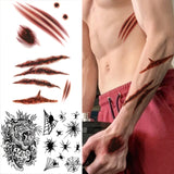 Halloween Scar Temporary Tattoos For Men Kids Realistic Fake Tiger Spider Tattoo Sticker Unique Arm Back Persistence Tatoo DIY