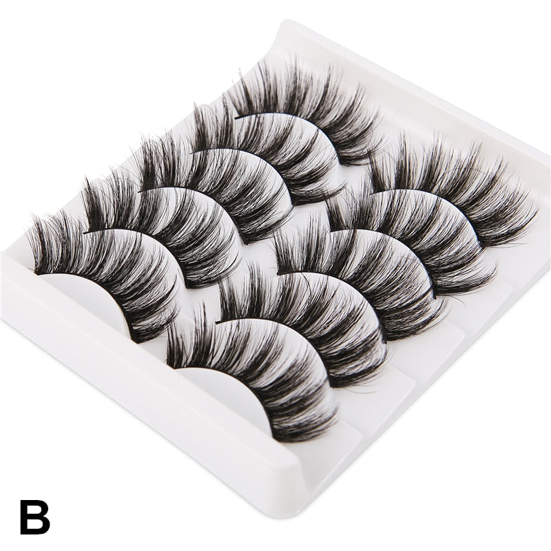 5 Pairs False Eyelashes Imitation Mink Hair Handmade Fluffy Wispy Natural Long Lashes No cruelty Eye Lash Extension Makeup Tools