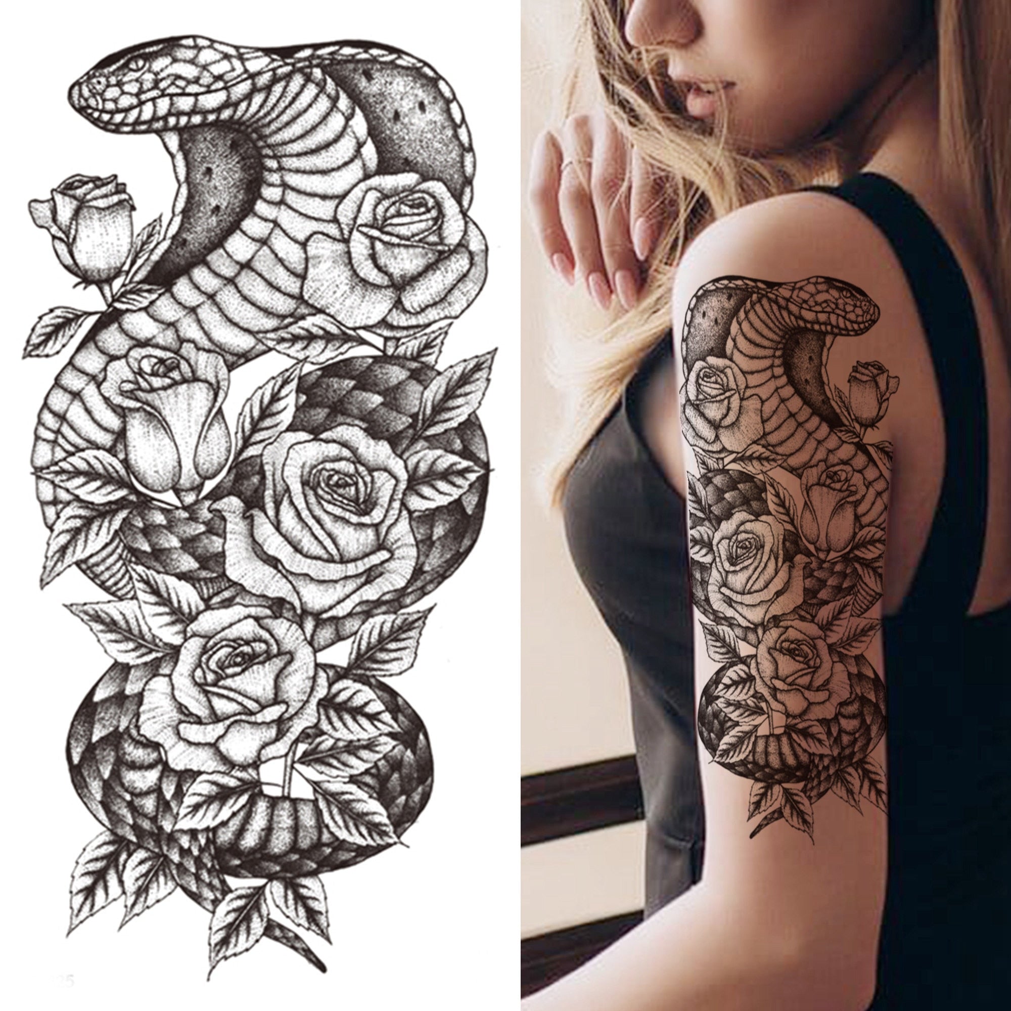 Black Forest Tattoo Sticker For Men Women Children Tiger Wolf Death Skull Temporary Tattoo Fake Henna Skeleton King Animal Tatoo