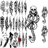 Snake Halloween Skull Temporary Tattoos For Adults Men Realistic Thorns Totem Wolf Lion Fake Tattoo Sticker Leg Arm Tatoos DIY