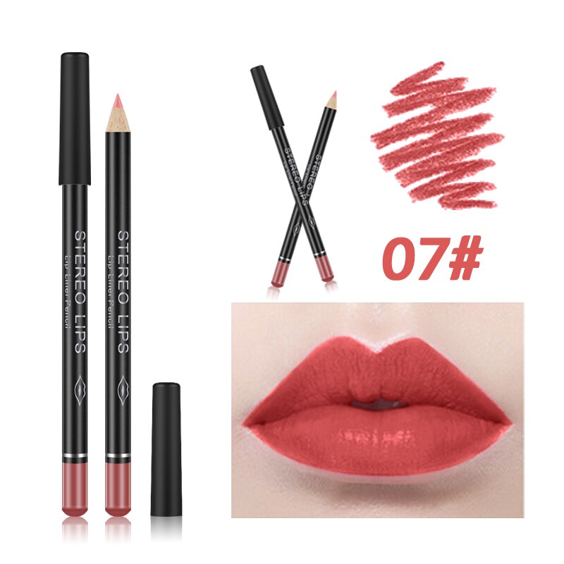 DNM Waterproof Lip Gloss Matte Lip Liner Pencil 2 In 1 Double Head Long-lasting Lipliner Lipstick Pen Lipsticks Makeup Cosmetics