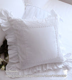 Flounced Embedded Lace White Satin Pure Cotton Cushion Cover Pillow Cover/Pillow