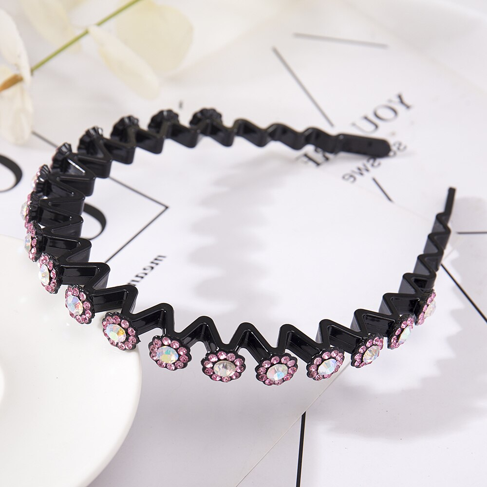 Unisex Alice Hairband Bezel Headband Men Women Sports Hair Band Hoop Top Metal Double Bangs Flower Rhinestone Hair Accessories