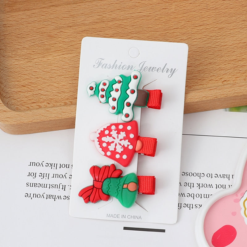 New 5/9 Pcs Suit Christmas Hair clip Christmas tree Santa Claus Hair band Baby Hairpins Headwear Girl Christmas Hair accessories