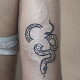 Black And White Snake Waterproof Tattoo Sticker Arm Female Male Fake Tattoo Line Python Body Art