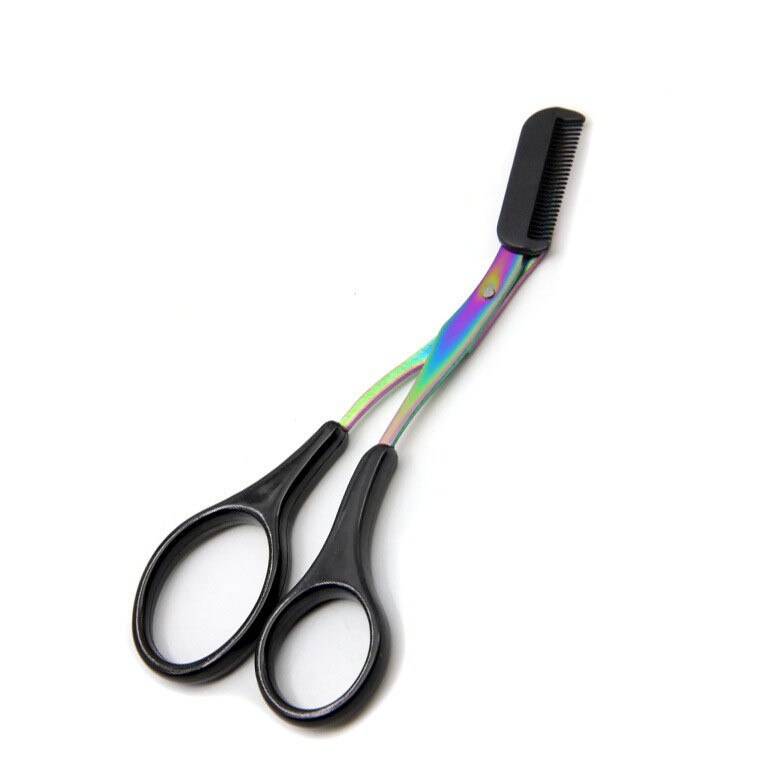 Eyebrow Trimmer Scissor Colorful Stainless Steel  with Comb Hair Removal Grooming Shaping Shaver Makeup Accessories