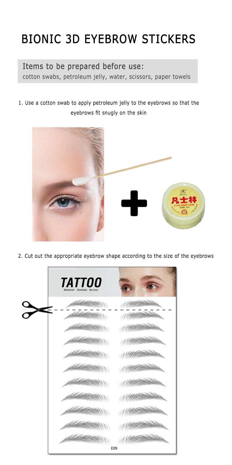 6D Eyebrow Sticker Bionic Brow Semi-Permanent Water Transfer Waterproof Tattoo Eyebrow Embroidery Eyebrow Sticker