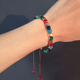 Rinhoo Bohemian 4mm Crystal Colorful Seven Chakra Beaded Bracelet for Women Simple Charming Beaded Handmade Bracelets Jewelry