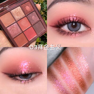 9 Color Shimmer Matte Glitter Eyeshadow Palette Pearlescent Metallic Eye Shadow Pallete Pigmented Shiny Makeup Palette Cosmetic