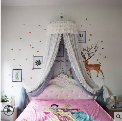 Princess Lace Bed Valance Curtain Bedside Mosquito Net Home Bedroom Decoration Baby Kids Dome Tent Wedding Room Canopy Bedcover