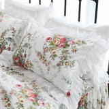 2pcs pastoral print pillow case Luxruy ruffle lace pillow cover bedding cushion cases home decor pillow sham satin pillowcase