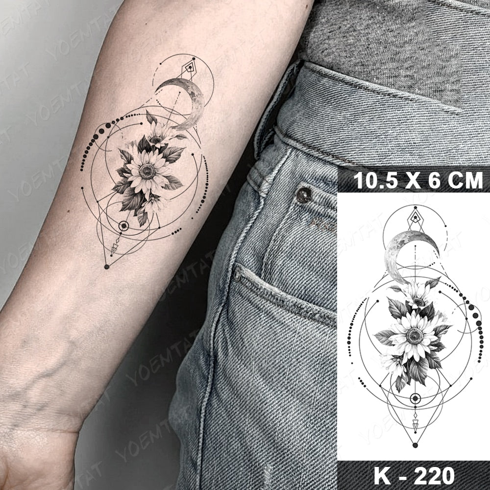 Waterproof Temporary Tattoo Stickers Butterfly Snake Rose Flower Gun Dark Flash Tatto Women Body Art Wrist Neck Fake Tattoos Men