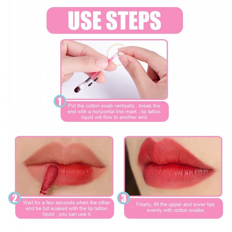 Oklulu  Cotton Swab Lipstick 20pcs/box Microbrush Long Lasting Waterproof Disposable PortableLip Gloss Makeup Lip Tint Cosmetic Set