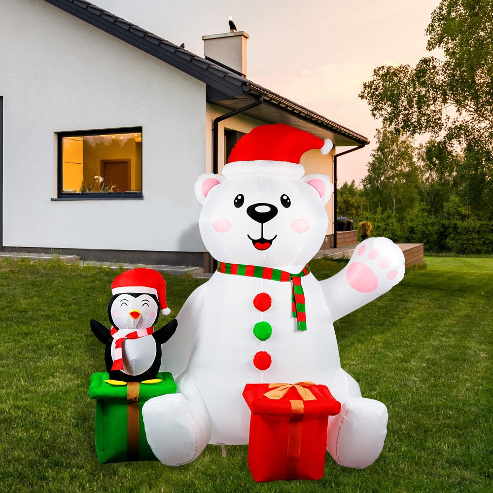 OurWarm 6 Ft LED Light Up Polar Bear Penguin Christmas Inflatables Outdoor Decorations for Yard Garden Lawn Indoor Xmas Party