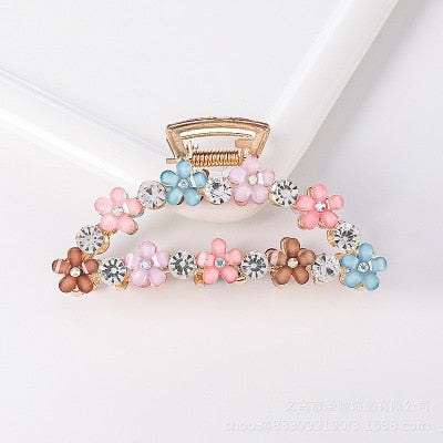 Hair Claw Clip Clamp For Women Girl Flower Floral Rhinestone Pearl Korean Handmade Fashion Head Accessories Mujer Wholesale