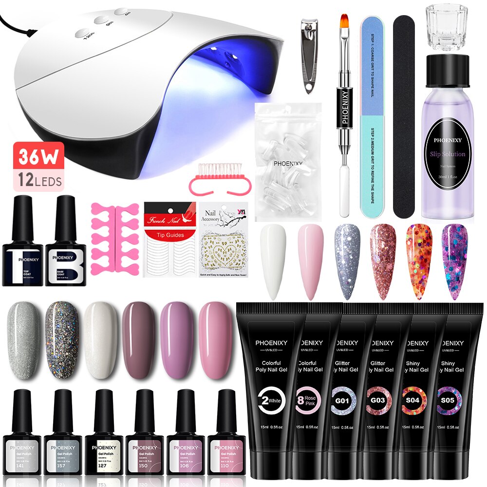 Manicure Set Poly Extension Nail Kit Gel Nails Complete Kit Gel For Extension Semi Permanent UV Varnish Kit Nail Tools Sets