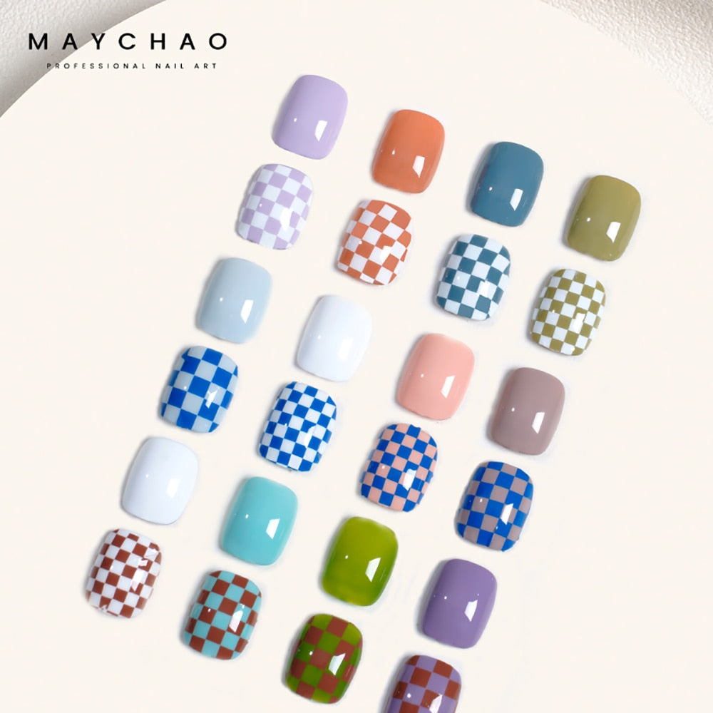 1PCS Nail Art Stickers Grid Snowflake Watermark 3D Nail Art Decoration Manicure Accessories Press On Nail Decal Stickers