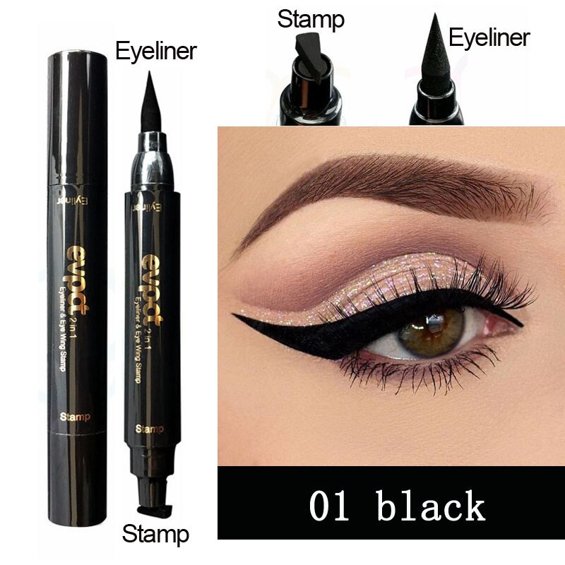 New Double headed 2 In1 Eyeliner Stamp Liquid Eyeliner Pencil Makeup Stamps Seal Pen Stamp Eye liner Pencil Waterproof Quick Dry
