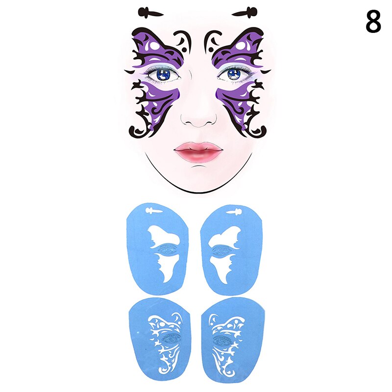 Oklulu   New Eye Body Paint DIY Design Halloween Christmas Party Soft Face Paint Stencil Reusable Template Tattoo Painting Makeup Tool