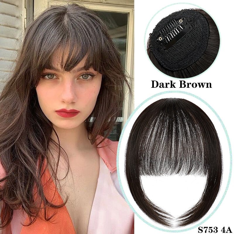 Shangzi Clip In Blunt Bangs Bang Hair Extension Synthetic Wig Fake Fringe Natural Hair Bangs Black L Brown Accessories Fake Hair