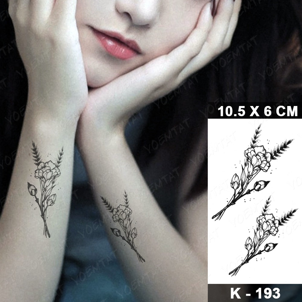 Waterproof Temporary Tattoo Stickers Butterfly Snake Rose Flower Gun Dark Flash Tatto Women Body Art Wrist Neck Fake Tattoos Men